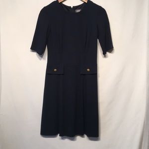 Vince Camuto Navy Gold Buttons Dress SZ 6